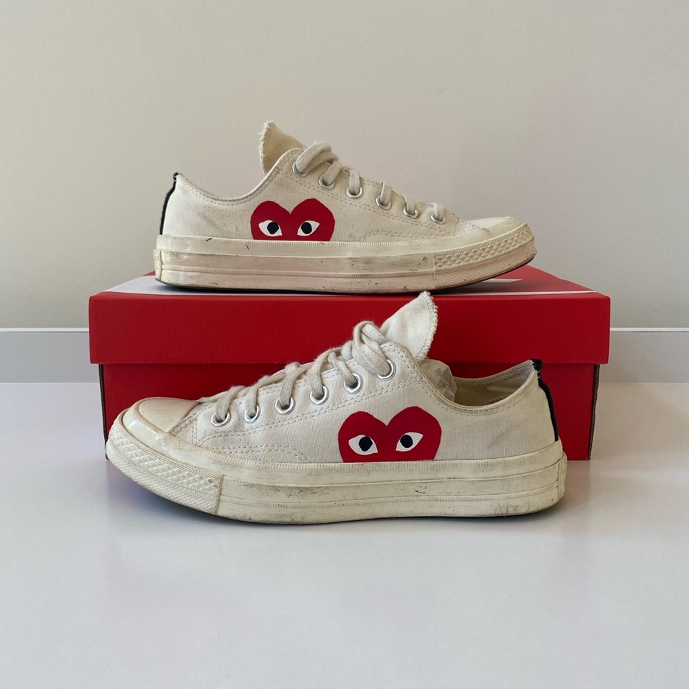 Converse Chuck 70 Low x Comme des Garcons Play White Red Womens Size 8 Cdg